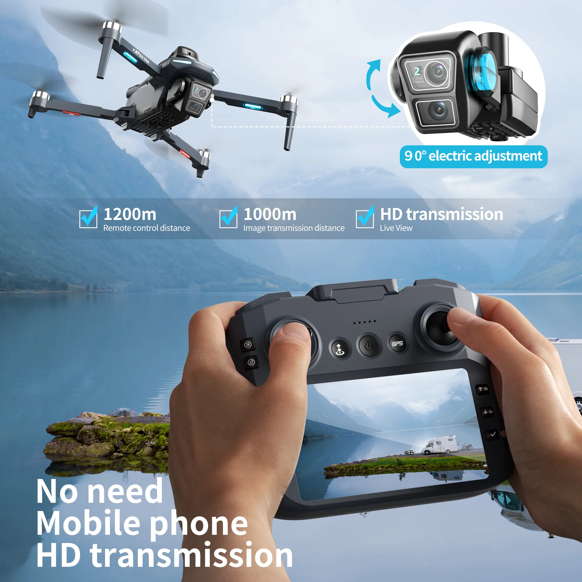 طائرة بدون طيار XT606 الأصلية  - مراجعة Drone Rc Plegable وسعره