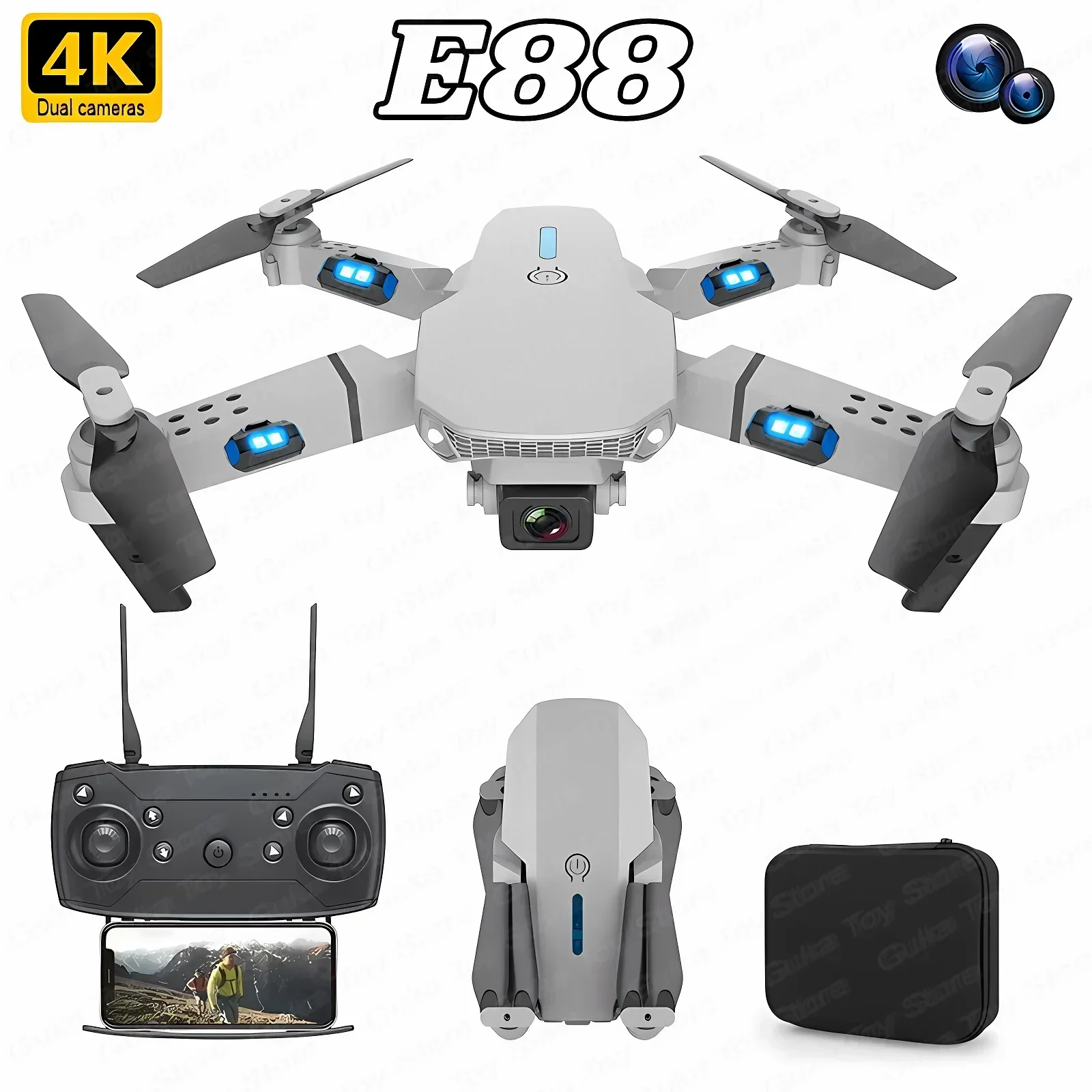 E88 Pro WIFI FPV الطائرة بدون  - مراجعة Drone Rc Plegable وسعره